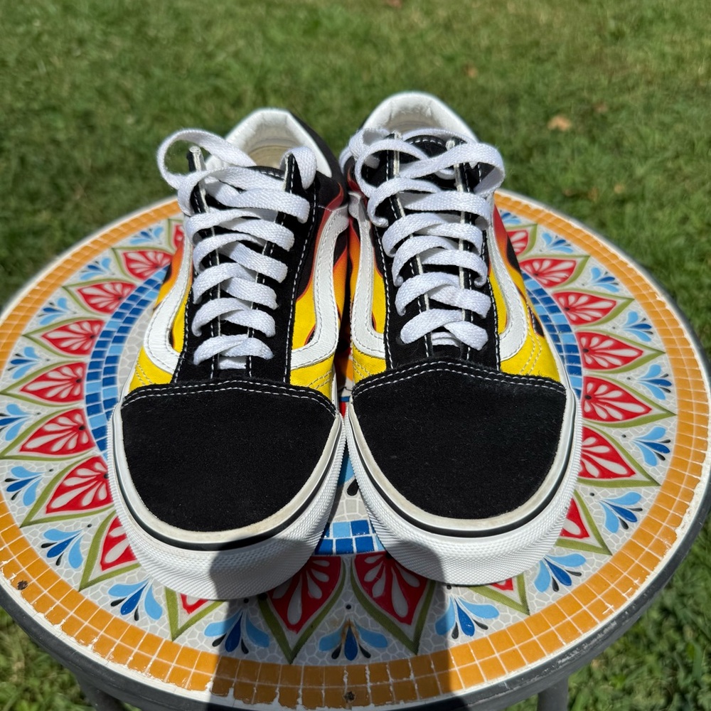 Vans Black and Red Sneakers with White Soles
